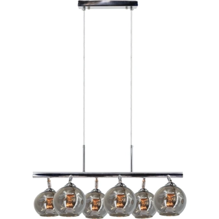 Lampa wisząca chromowana 6-punktowa ze szklanymi kloszami 2208/6 8C z serii PIRAN - Lampy Elem